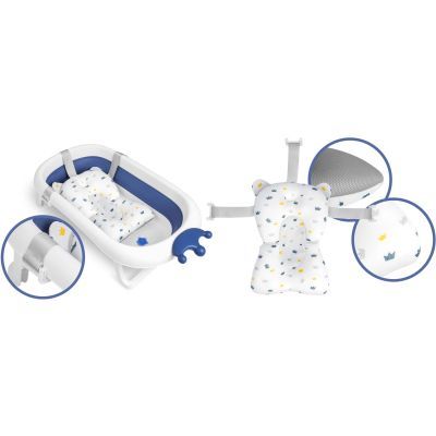 Cada de baie pentru bebelusi cu perna RK-280, alba si albastra 728001