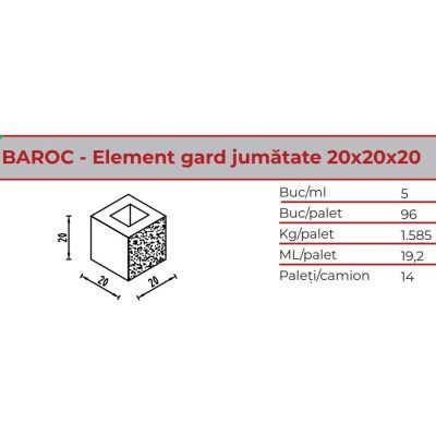 1636 ELEMENT GARD JUMATATE BAROC, NEGRU 20X20X20