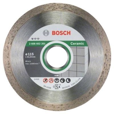 Disc diamantat, continuu, pentru debitare placi ceramice, Bosch Standard for Ceramic, 115 x 22.23 x 1.6 mm, 2608602201