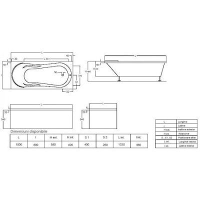 Acril cada baie Hercules 1800x800