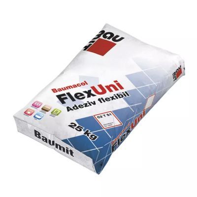 Adeziv flexibil pentru gresie si faianta Baumit FlexUni, interior / exterior, gri, 25 kg