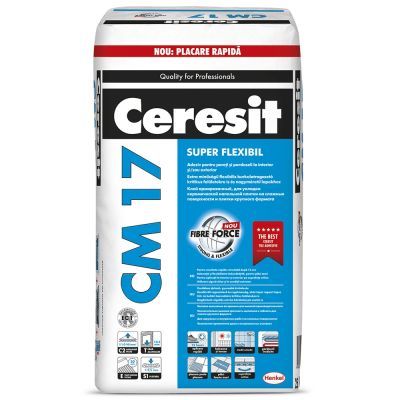 Adeziv pentru gresie si faianta Ceresit CM 17, interior / exterior, gri, 25 kg