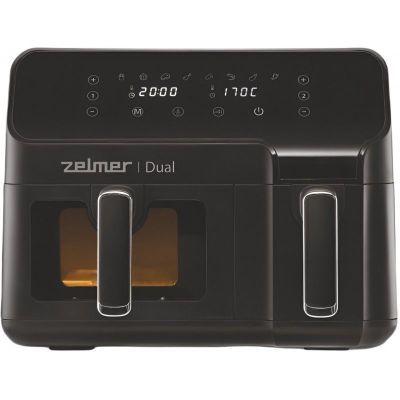 Air-fryer Zelmer 2 compartimente gatire 9L 2700W 8 programe, timer, negru ZAF9000