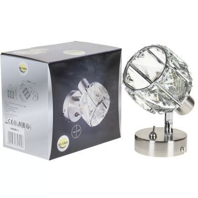 Aplica Kris 54356-1, 1 x E14, nichel mat + decoratiuni din sticla transparenta, 92x125mm 40W 230V