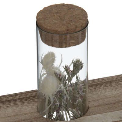 Vaza cu eprubete in suport de lemn cu flori uscate 21 x 5 x 17,2 cm 179231