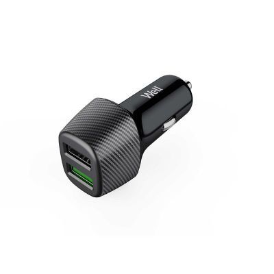 Alimentator USB bricheta Auto QUICKCHARGE 2 iesiri 30W negru Well