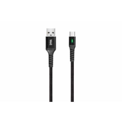 Cablu de Date si incarcare USB-C 1M Well indicator incarcare  Negru