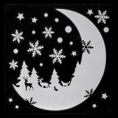 Autocolant decorativ de Craciun pentru ferestre model Luna 30 x 30 Cm169524