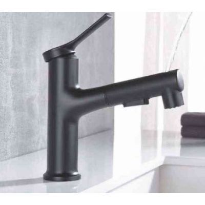 Baterie lavoar cu dus extractibil, negru EF8030