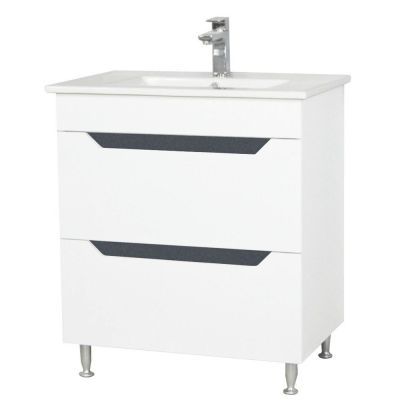 Baza pe picioare 2 sertare si lavoar 61cm pereti pal alb uv front F40 canetat fsc mix