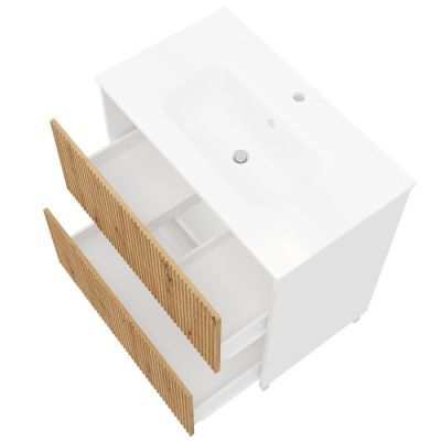Baza pe picioare 2 sertare si lavoar 61cm pereti pal alb uv front F40 canetat fsc mix