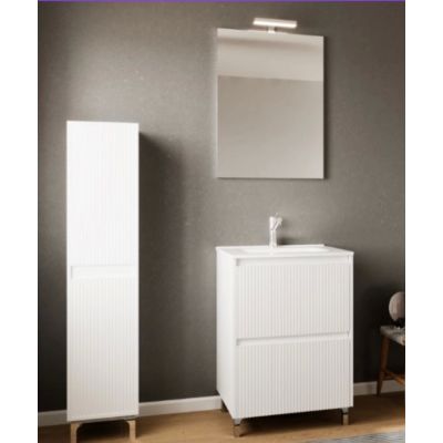 Baza pe picioare 2 sertare si lavoar ceramic 81cm pereti albi uv fete sertar F00 canetate +210/el+lamp906024 fsc mix