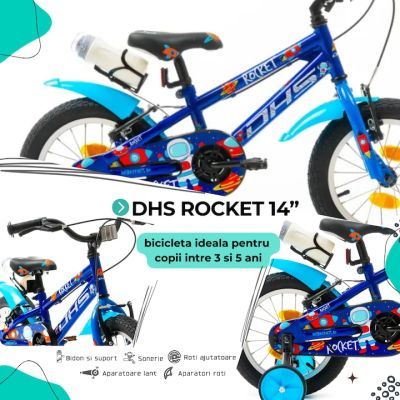 Bicicleta copii DHS Rocket 14 inch albastru DH142S01252
