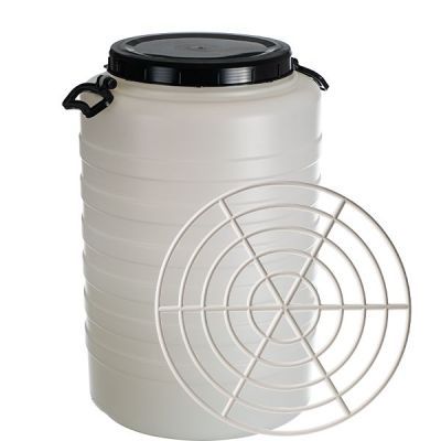 Bidon alb 60L cu maner si presator