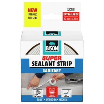 Bison banda siliconata pentru etansare alba 62 mm x 3.35 m 490106