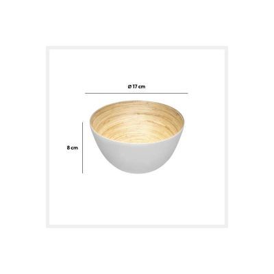 Bol de salata din bambus alb diam 17 cm 154105B