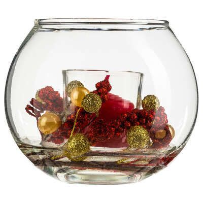 Bol decorativ de sticla cu lumanare 12 x 10 Cm122229