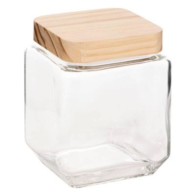 Borcan patrat de sticla cu capac 1.25L transparent 167766
