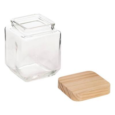 Borcan patrat de sticla cu capac 1.25L transparent 167766 Borcan patrat de sticla cu capac 1.25L transparent 167766