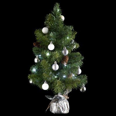 Brad de Craciun artificial cu globuri si 20 led-uri 878349
