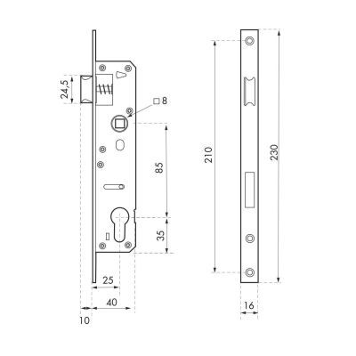 Broasca incastrata AXA 25X85MM pentru cilindru 992133 Broasca incastrata AXA 25X85MM pentru cilindru 992133