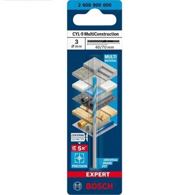 Burghiu Bosch pentru beton / caramida / lemn / plastic / otel / gips carton, 3 x 40 x 70 mm, 2608900600