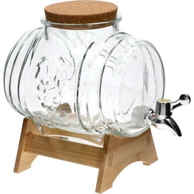 Butoi de sticla de 3 l, cu cioc larg, dop, suport si robinet 631461