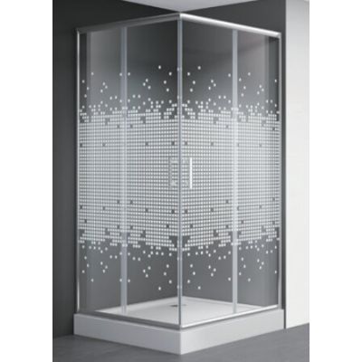 Cabina dus patrata mozaic alb fara cadita profil cromat 900x900x1800 E14A-2 Cabina dus patrata mozaic alb fara cadita profil cromat 900x900x1800 E14A-2