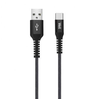 CABLE-USB/USBC-1BK501-WL Cablu USB 2.0A tata USB-C 1m 5A negru Well