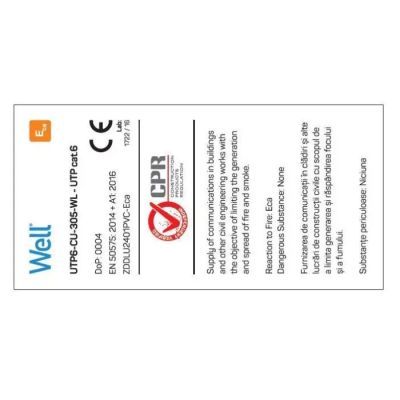Cablu de retea U/UTP Well, cat6, 8 fire din cupru, rola 305m UTP6-CU-305-WL