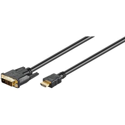 Cablu HDMI/DVI-D tata-DVI-D (18+1) tata contacte aurite 2m Goobay CABLE-551G/2.0