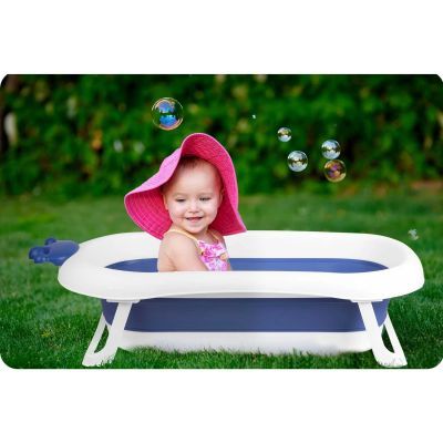 Cada de baie pentru bebelusi cu perna RK-280, alba si albastra 728001