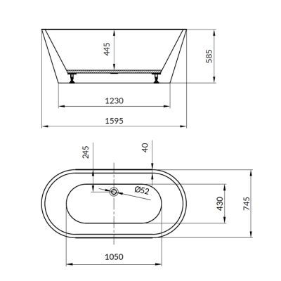 Cada freestanding, ovala, Cersanit Crea S301-300, acril, alba, 159.5 x 74.5 cm