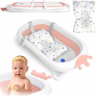 Cadita cu perna pentru bebelusi ALB+ROZ 728000