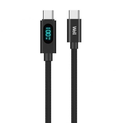 Cadlu de date si incarcare USB-C 1m 20v/5a 100w negru afisaj incarcare well