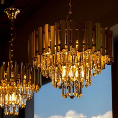 Candelabru Charmant KL115002 5 x E14 auriu cu decoratiuni transparente clasic