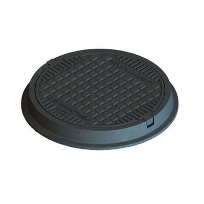 Capac polimer compozit urban negru rotund d 770 pl 570 hext 115 b 125