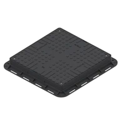 Capac PP urban negru patrat necarosabil 700X700 PL.550X550 HEXT.80 cu 4 inchizatoare A15