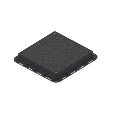 Capac PP urban negru patrat necarosabil 700X700 PL.550X550 HEXT.80 cu 4 inchizatoare A15