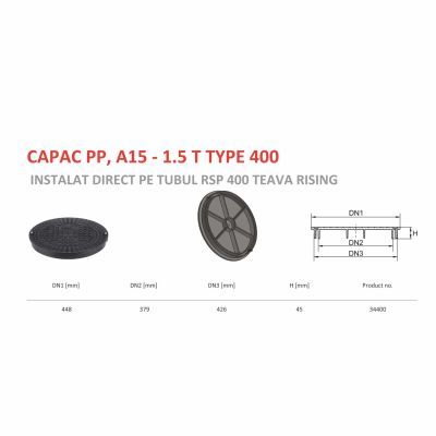 Capac vizitare PP A15/DN 400W Pvc