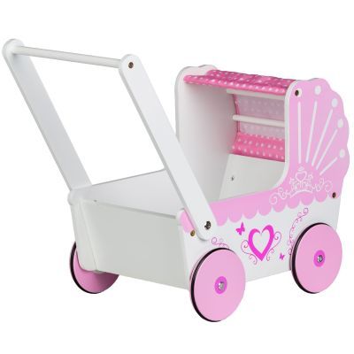 Carucior de papusi din lemn cu acoperis TT003