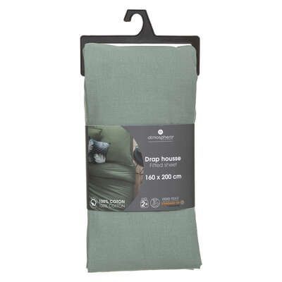 Cearsaf cu elastic, verde, bumbac 160X200 cm 178574k