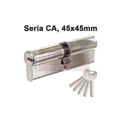 Cilindru sig. ampr. 45/45mm YALE nichelat cu 5 chei