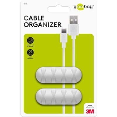 Cleme pentru gestionarea cablurilor cu 4 sloturi Goobay set 2 bucati albe