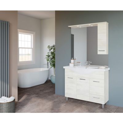 Comp VENERE85/RG - baza 3 USI 1 sertar lavoar CM85 + oglinda cu dulapior 2 Spot LED cm 85 - INTEGRAL PAL Rovere GRIGIO FSC Mix