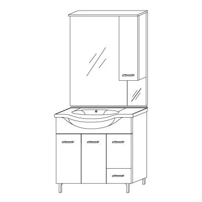 Comp VENERE85/RG - baza 3 USI 1 sertar lavoar CM85 + oglinda cu dulapior 2 Spot LED cm 85 - INTEGRAL PAL Rovere GRIGIO FSC Mix