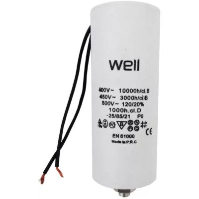 Condensator pornire motor 400V 15uF cu fir, Well MOTCAP-15UF-WR-WL