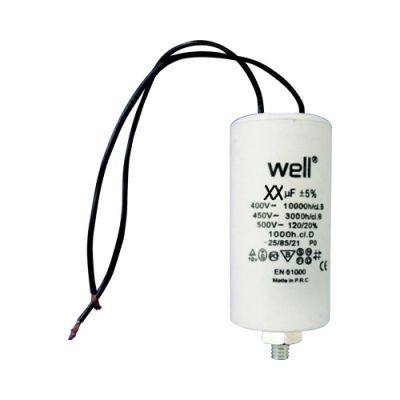 Condensator pornire motor 400V 20UF cu FIR Well Motcap-20uf-wr-wl