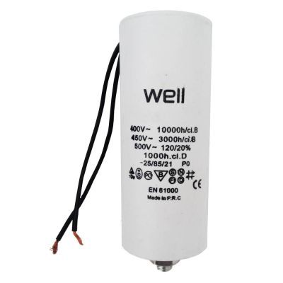 Condensator pornire motor 400V 25uF cu fir, Well MOTCAP-25UF-WR-WL Condensator pornire motor 400V 25uF cu fir, Well MOTCAP-25UF-WR-WL