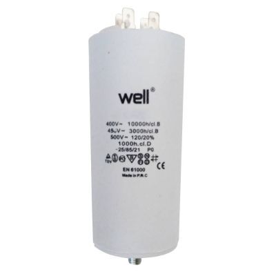 Condensator pornire motor 400V 25uF cu pin, Well MOTCAP-25UF-PN-WL